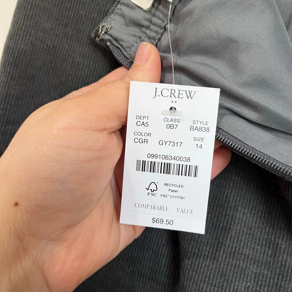J.Crew Toast Grey Corduroy Button Front Mini Skirt Size 10‎ Pockets Essential - Picture 7 of 10